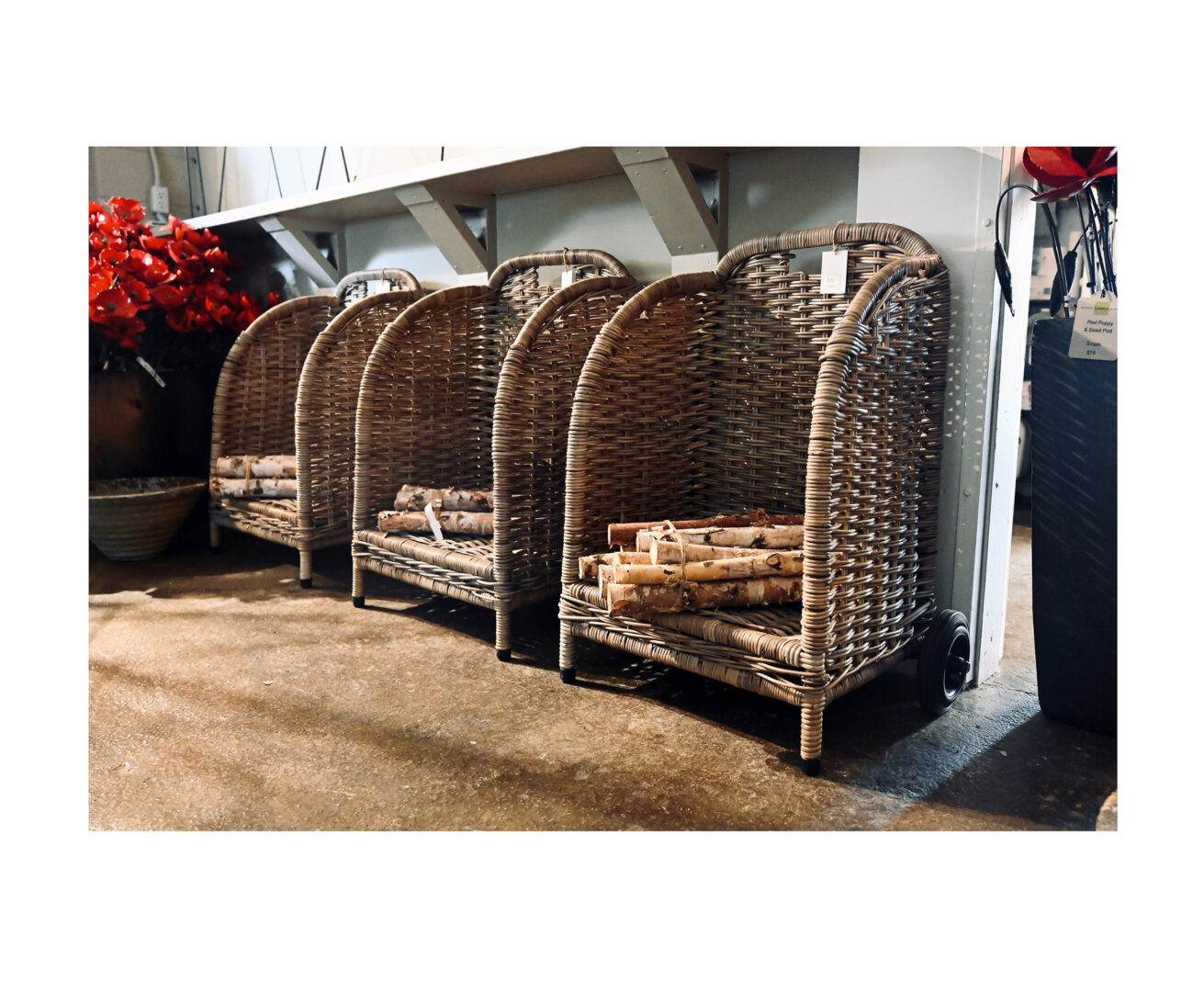 Glenweave Open Log Storage basket on Wheels