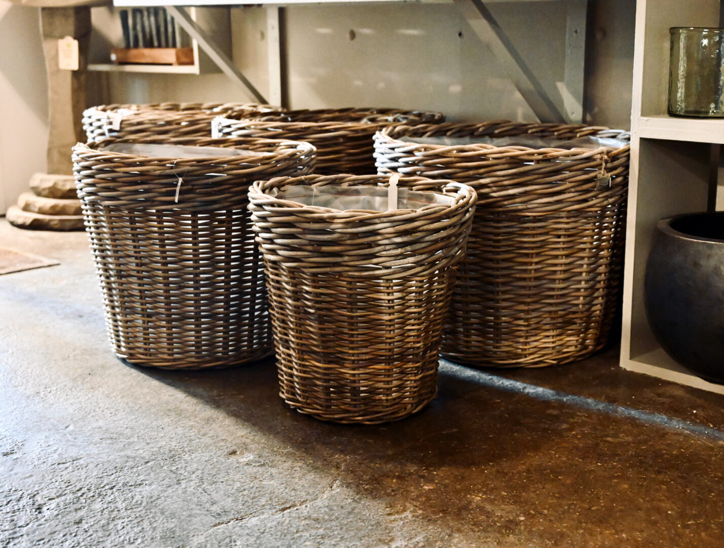 Grey Rattan Baskets