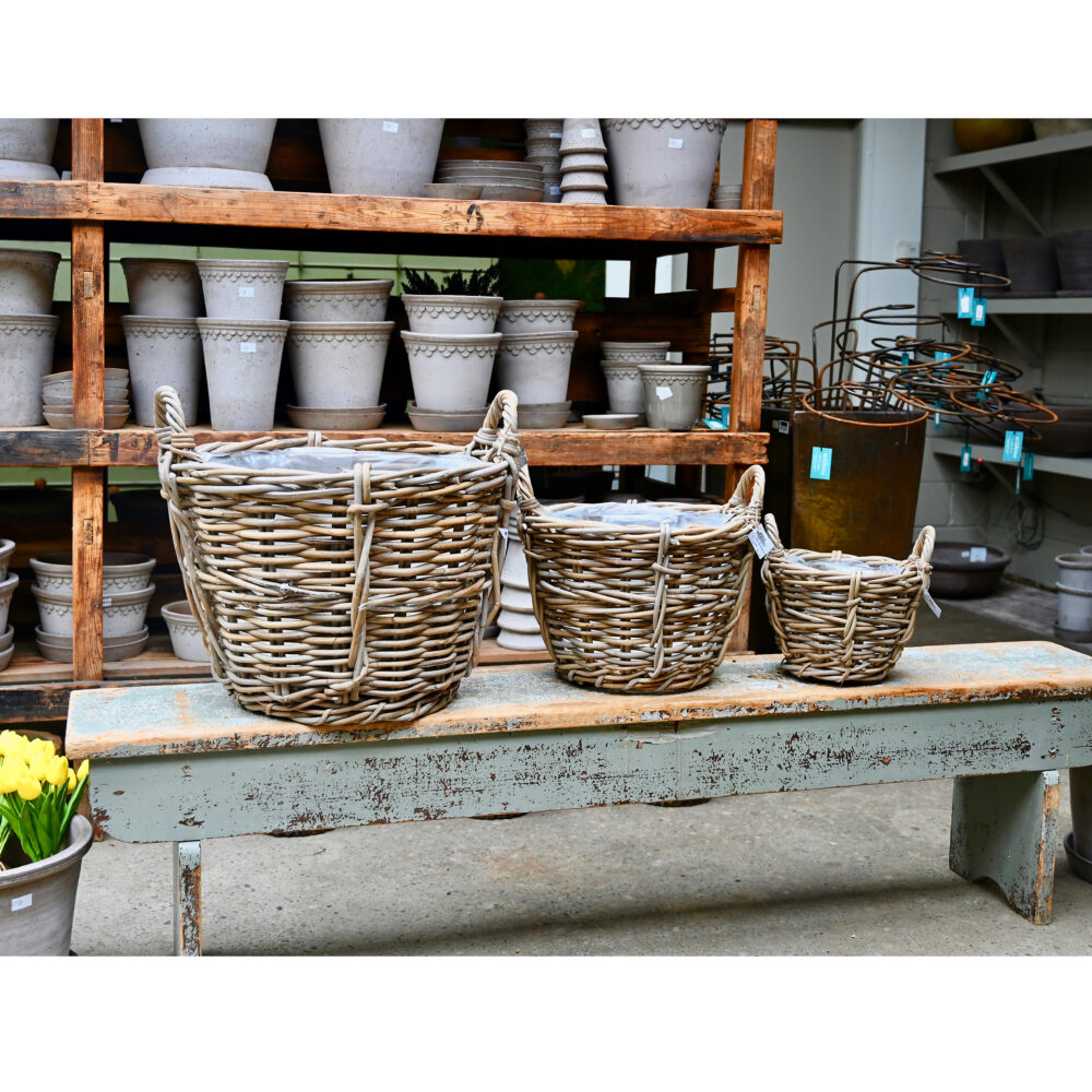 Grey Rattan Baskets with Handles