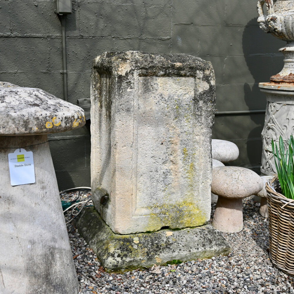 Very Old Stone Pedestal with Rustic Top