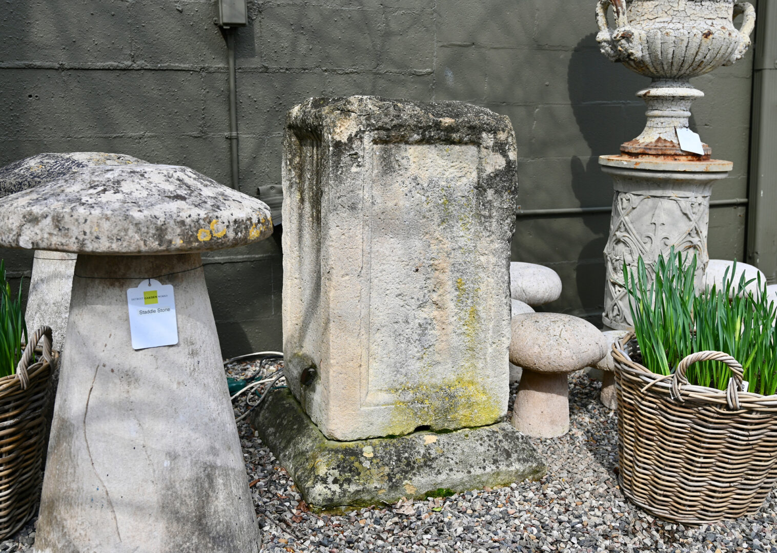 Very Old Stone Pedestal with Rustic Top