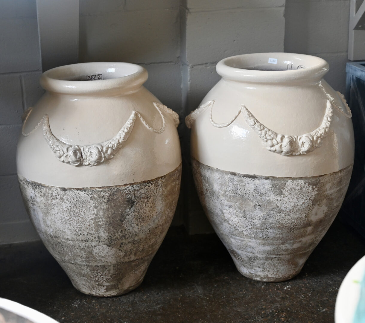 French Terra Cotta Garland Amphora