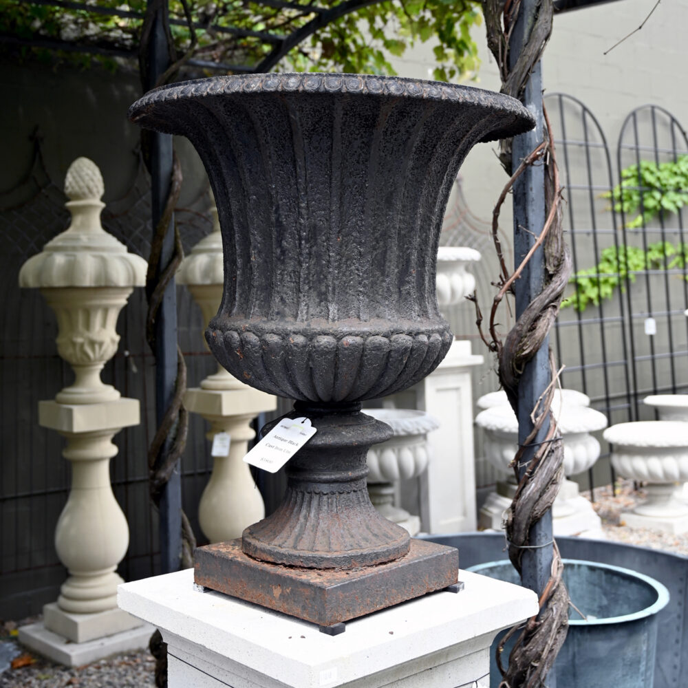 Antique Black Cast Iron Urn