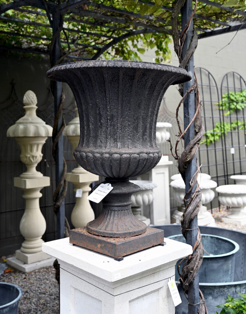 Antique Black Cast Iron Urn