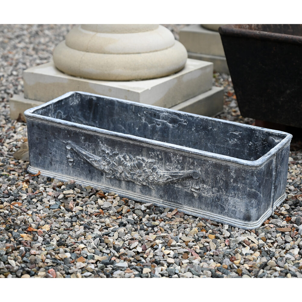 Floral Window Box Lead Planter