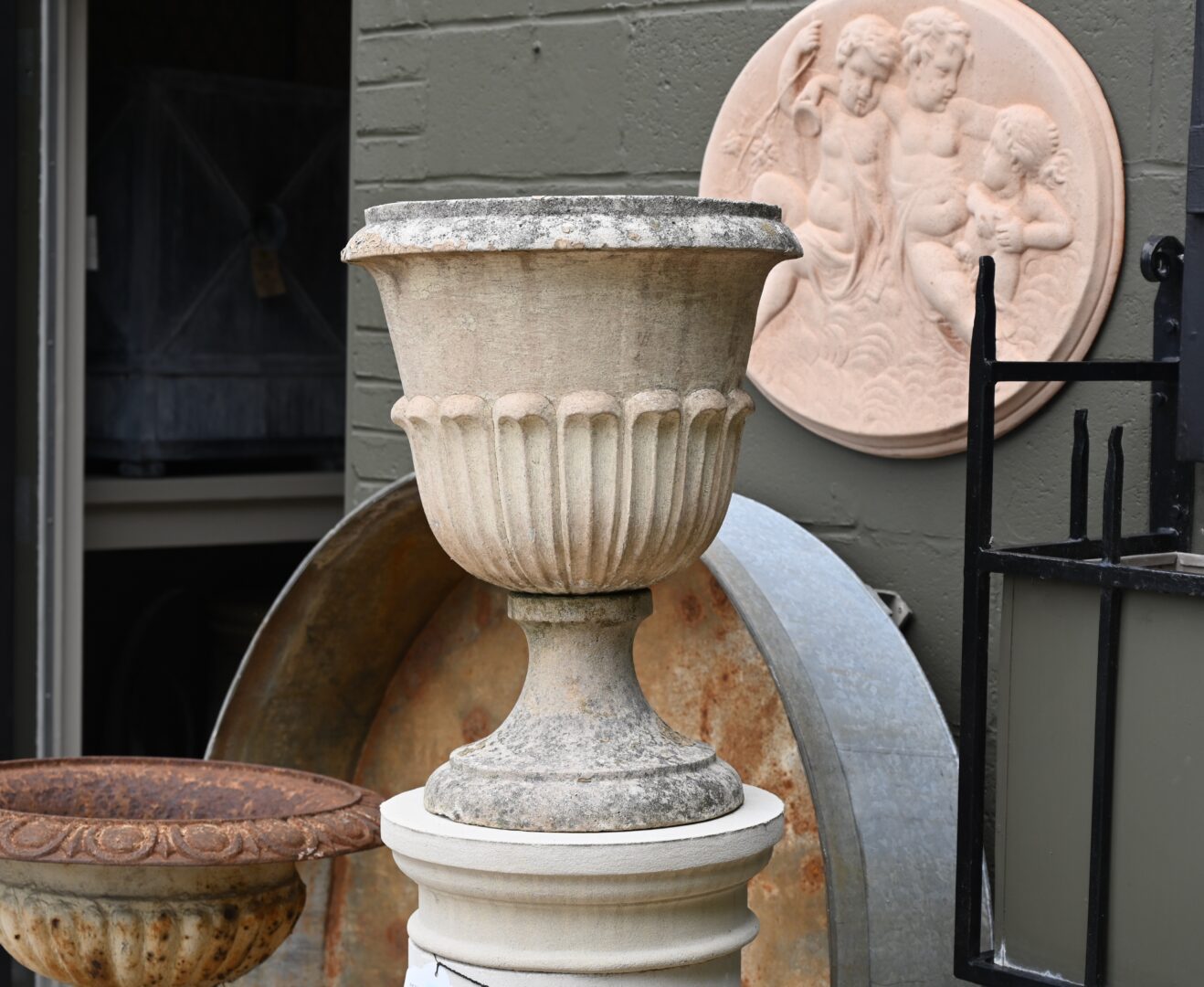 Weathered Composition Stone Urns