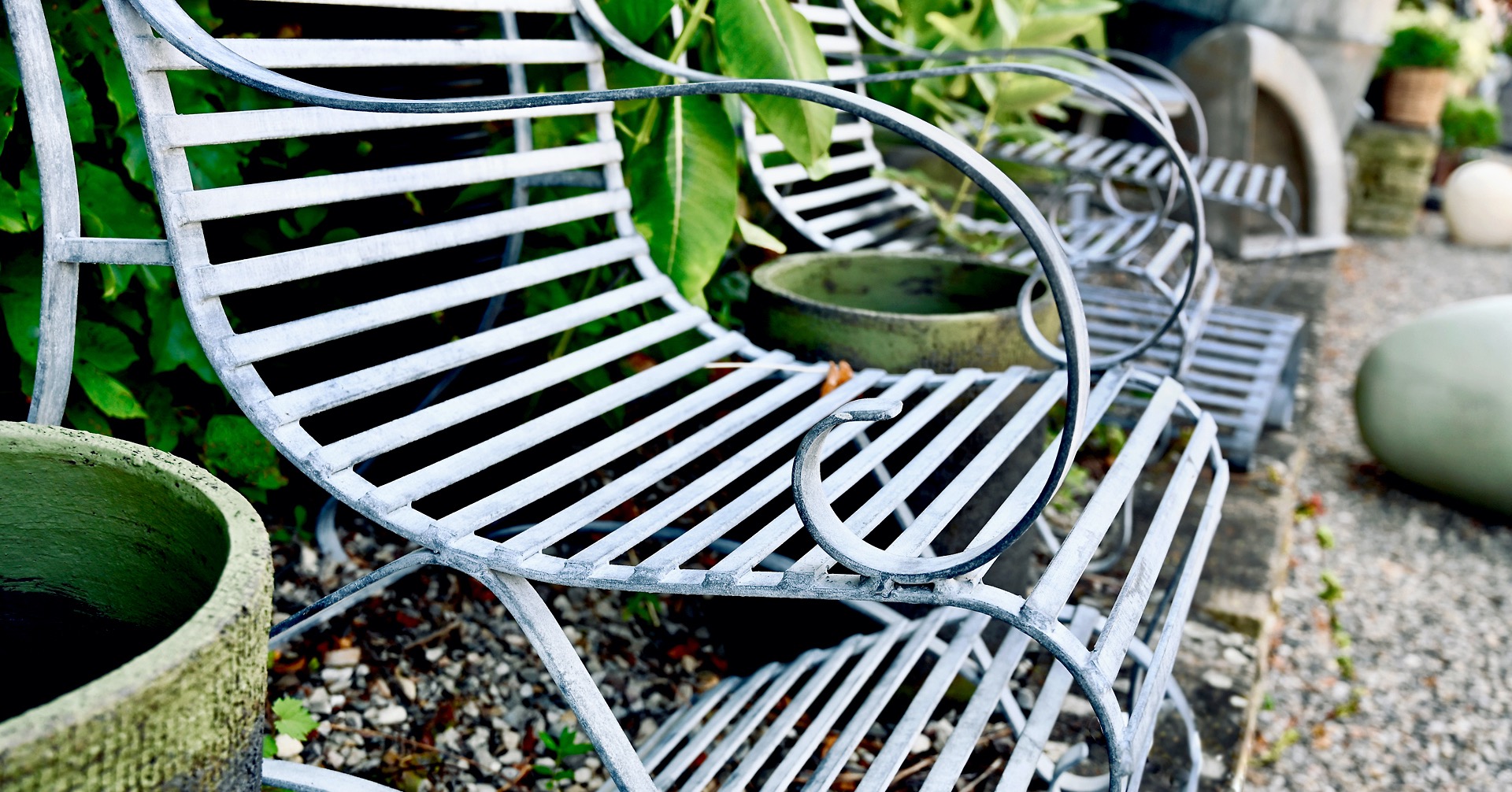 At Home in the Garden - Steel Scroll Chairs - Detroit Garden Works
