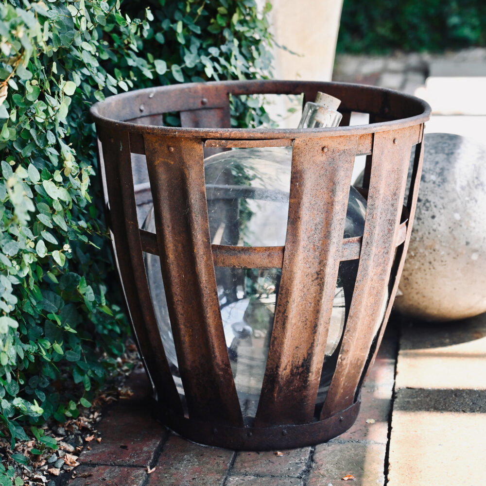 Demijohn in Metal Basket
